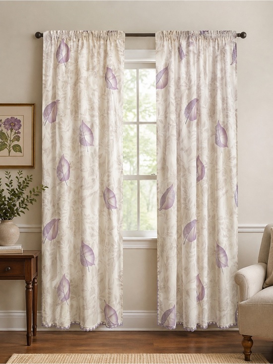 Vintage Other - Vintage 1970’s Purple Leaf curtain panels drapes Polyester 78” tall x 82” wide